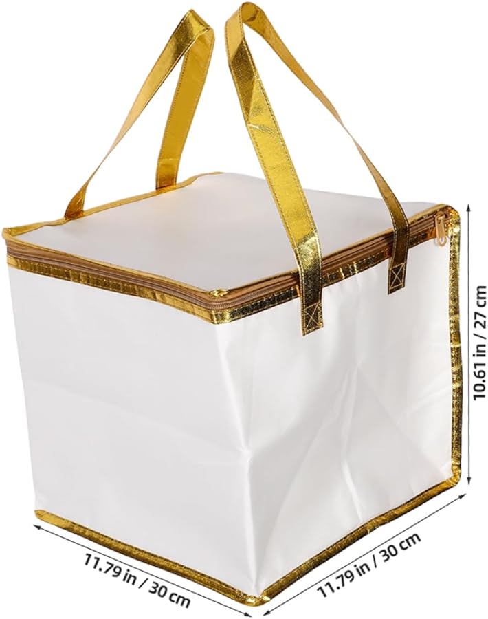 STOBAZA 2 قطعة حقيبة تبريد معزولة من القماش غير المنسوج قابلة لإعادة الاستخدام ومقاومة للتسرب للنزهات والتسوق - Image 3